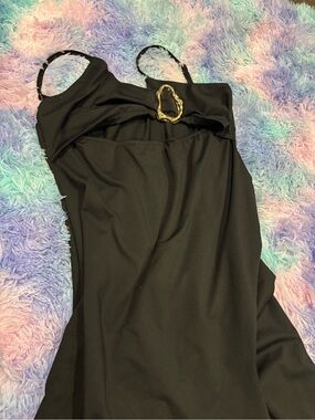 Black Slip Dress with Gold Accent
